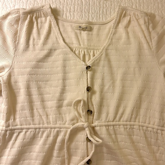 Madewell Puff-Sleeve Drawstring Top Antique Cream Small - Picture 4 of 5